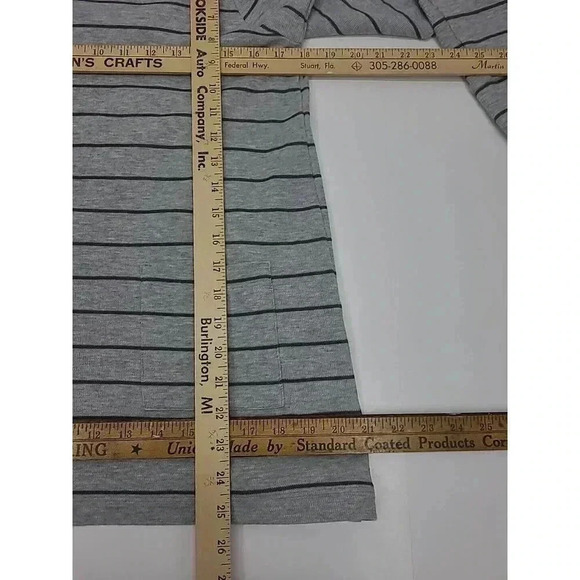 J. Jill Tunic Shirt Women's Size Small Grey Stripes V Neck Pockets Soft Waffle - Picture 3 of 7
